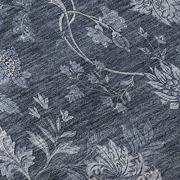 HomeRoots 5' X 8' Blue And Ivory Floral Area Rug – Durable, Washable, UV-Protected for Homes with Kids & Pets 655910