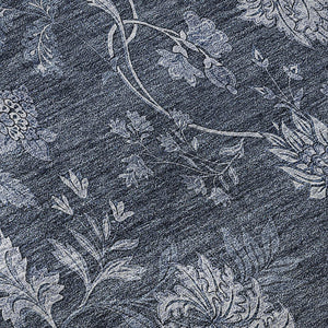 HomeRoots 8' Blue And Ivory Floral Washable Round Rug - UV-Resistant, Stain-Proof, Perfect for Homes with Kids & Pets 655911