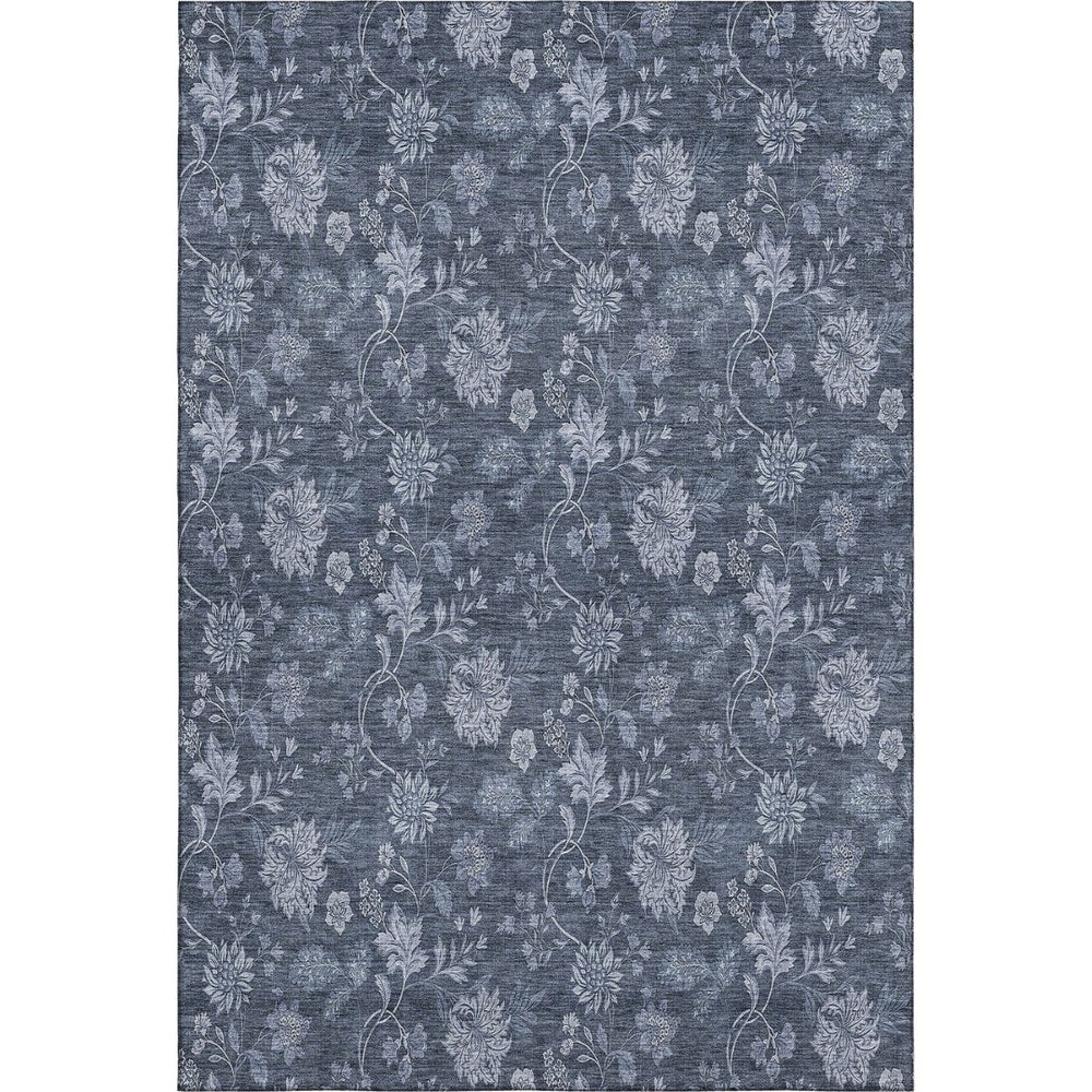HomeRoots 9' X 12' Blue Floral Area Rug – Washable, UV-Protected, Stain-Resistant, Perfect for Family Homes! 655913