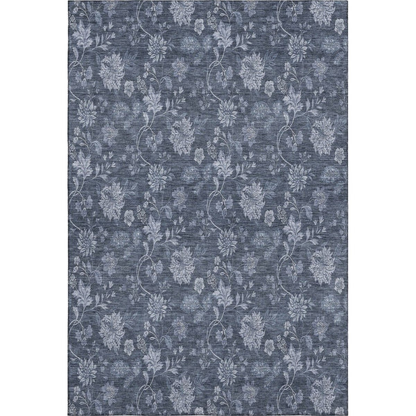 HomeRoots 10' Blue and Ivory Floral Washable Area Rug - Durable, UV-Protected, Ideal for High-Traffic Spaces! 655914