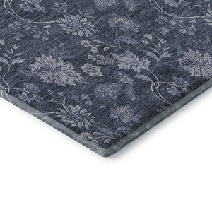 HomeRoots 10' Blue and Ivory Floral Washable Area Rug - Durable, UV-Protected, Ideal for High-Traffic Spaces! 655914
