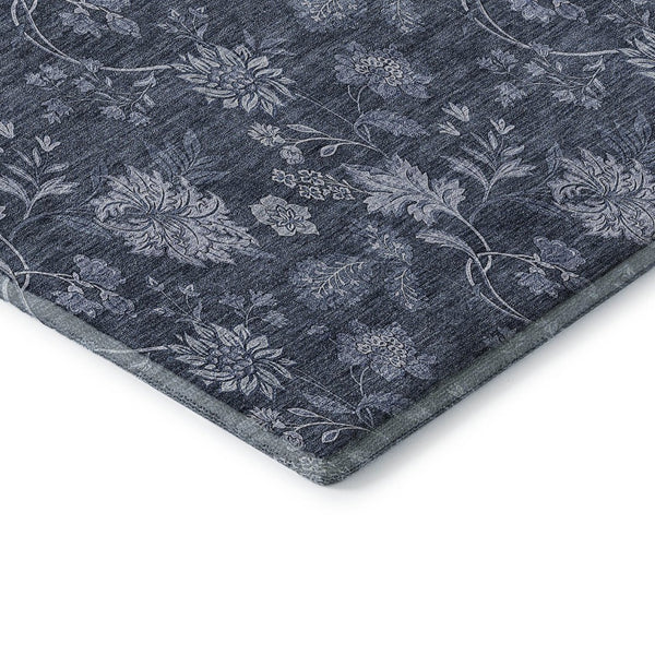 HomeRoots 10' Blue and Ivory Floral Washable Area Rug - Durable, UV-Protected, Ideal for High-Traffic Spaces! 655914