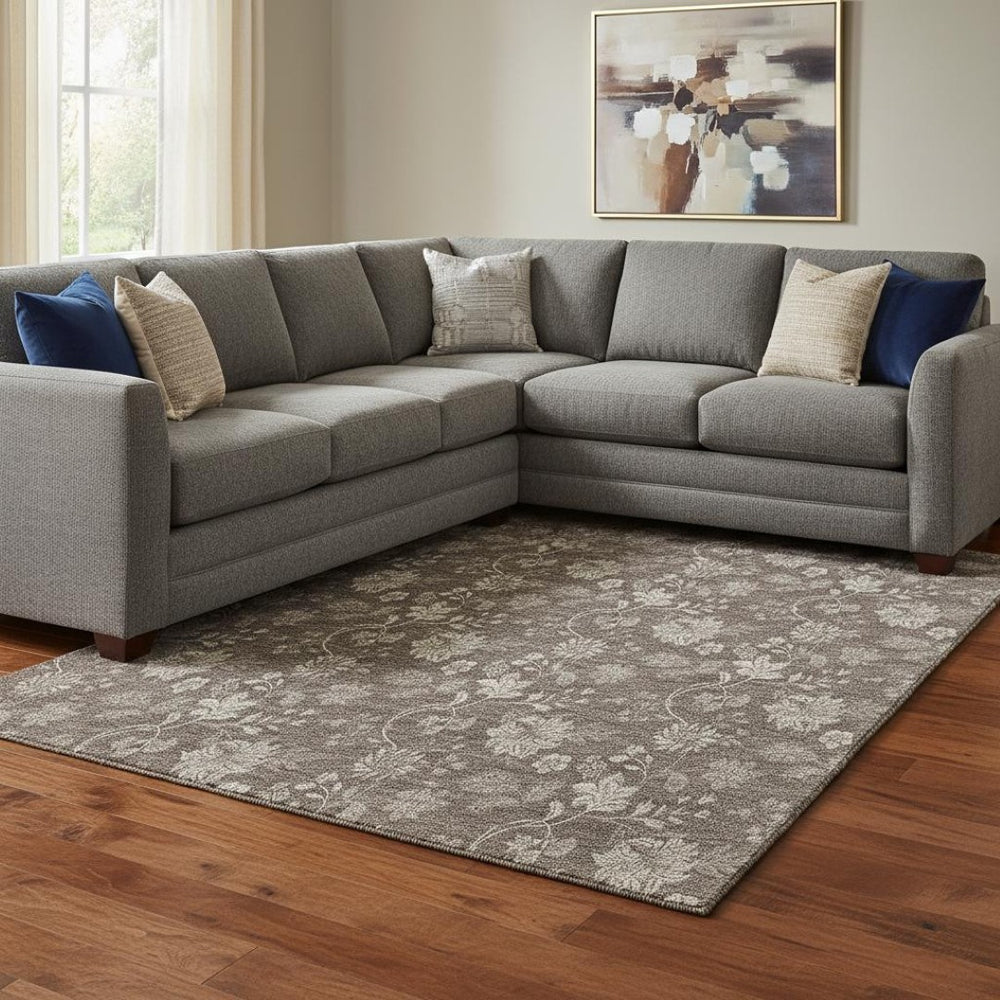 HomeRoots 9' X 12' Floral Area Rug in Chocolate & Beige - Durable, Washable, UV-Protected for Busy Homes 655919