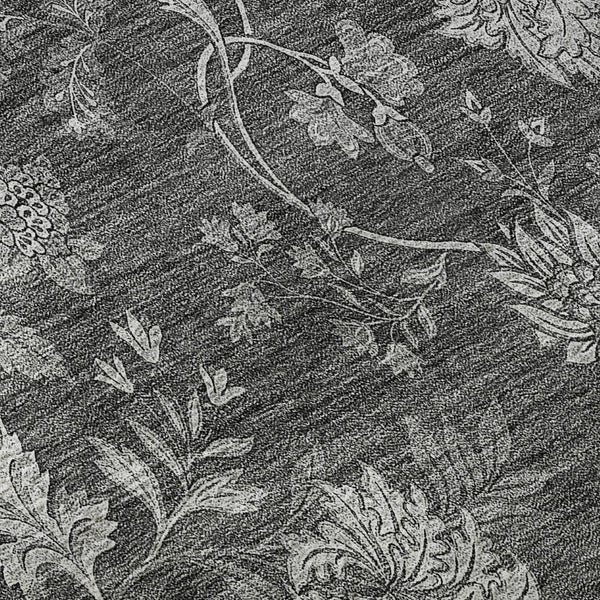 HomeRoots 8' Gray and Silver Floral Washable Round Rug with UV Protection, Stain Resistance & Soft Comfort 655923