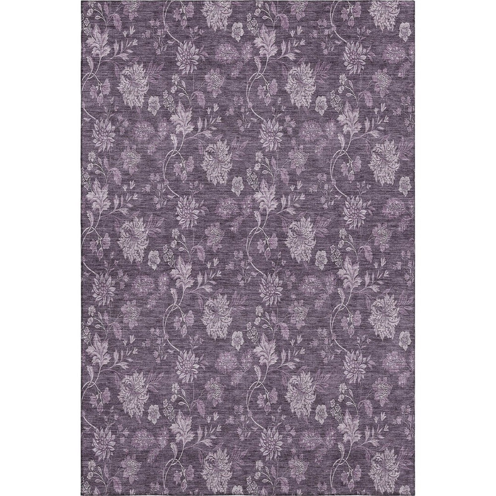 HomeRoots 8' X 10' Plum Floral Washable Area Rug with UV Protection - Durable, Stain-Resistant, Elegant Design! 655936