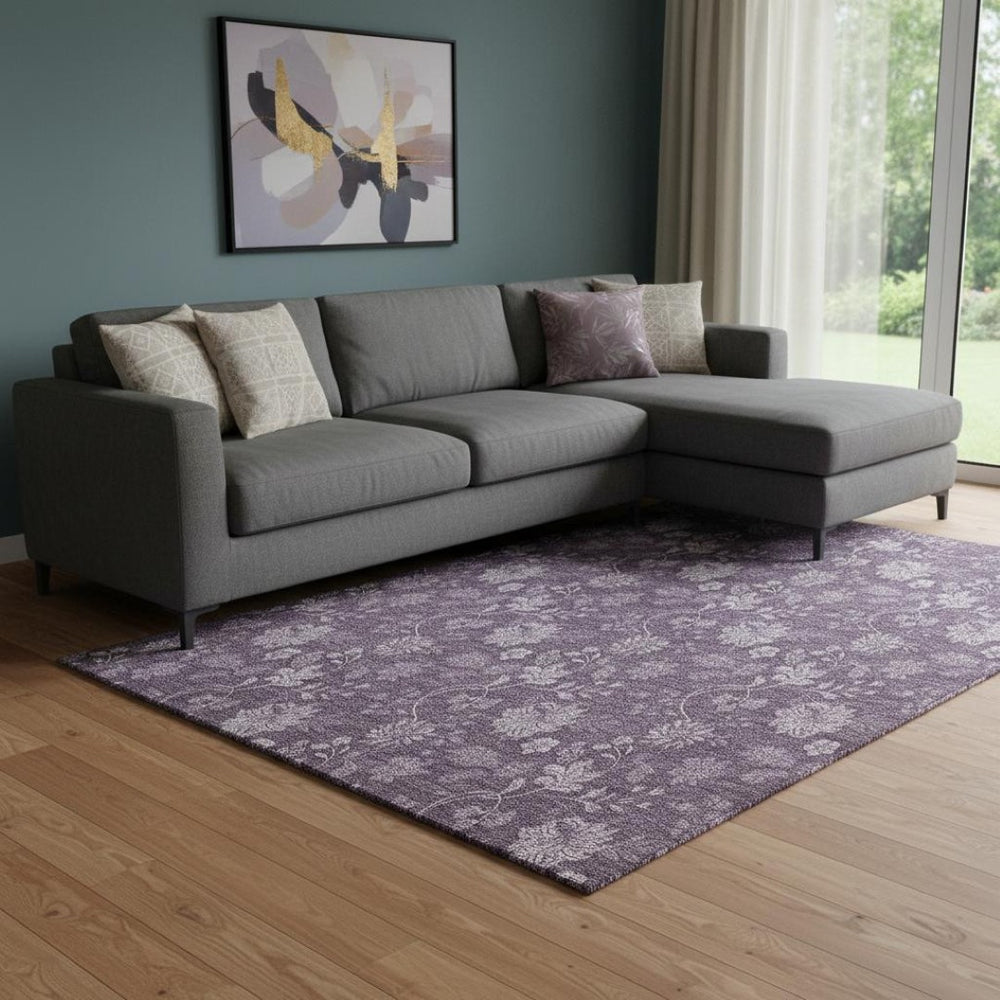 HomeRoots 8' X 10' Plum Floral Washable Area Rug with UV Protection - Durable, Stain-Resistant, Elegant Design! 655936