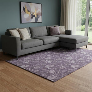 HomeRoots 8' X 10' Plum Floral Washable Area Rug with UV Protection - Durable, Stain-Resistant, Elegant Design! 655936