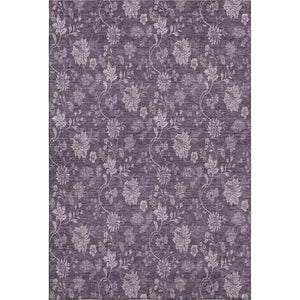 HomeRoots 10' X 14' Plum And Ivory Floral Washable Area Rug - Stain Resistant, UV Protected, Soft & Durable! 655938