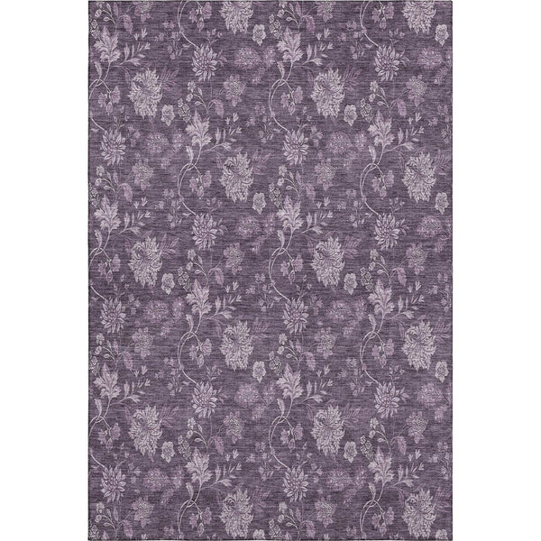 HomeRoots 10' X 14' Plum And Ivory Floral Washable Area Rug - Stain Resistant, UV Protected, Soft & Durable! 655938