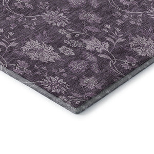 HomeRoots 10' X 14' Plum And Ivory Floral Washable Area Rug - Stain Resistant, UV Protected, Soft & Durable! 655938