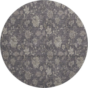 HomeRoots 8' Stylish Taupe & Beige Floral Round Rug – Washable, UV-Protected for Easy Care & Durability 655947