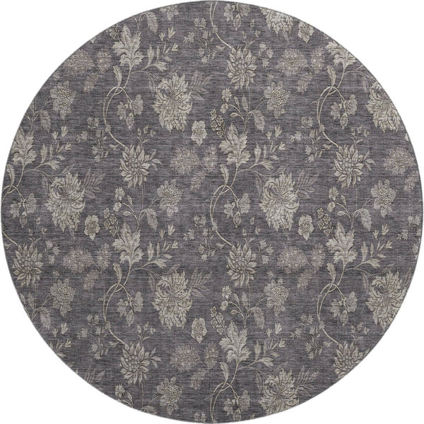 HomeRoots 8' Stylish Taupe & Beige Floral Round Rug – Washable, UV-Protected for Easy Care & Durability 655947