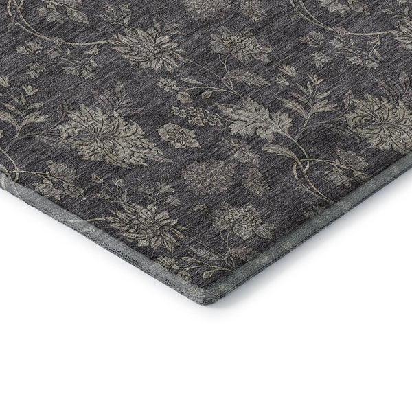 HomeRoots 8' Stylish Taupe & Beige Floral Round Rug – Washable, UV-Protected for Easy Care & Durability 655947