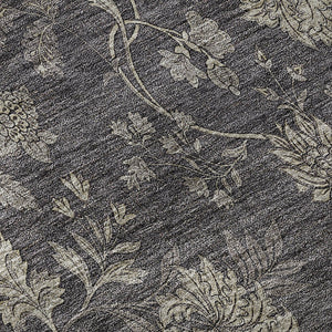 HomeRoots 8' Stylish Taupe & Beige Floral Round Rug – Washable, UV-Protected for Easy Care & Durability 655947