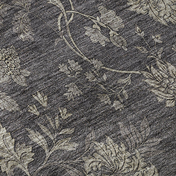HomeRoots 8' Stylish Taupe & Beige Floral Round Rug – Washable, UV-Protected for Easy Care & Durability 655947
