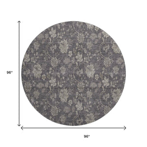 HomeRoots 8' Stylish Taupe & Beige Floral Round Rug – Washable, UV-Protected for Easy Care & Durability 655947