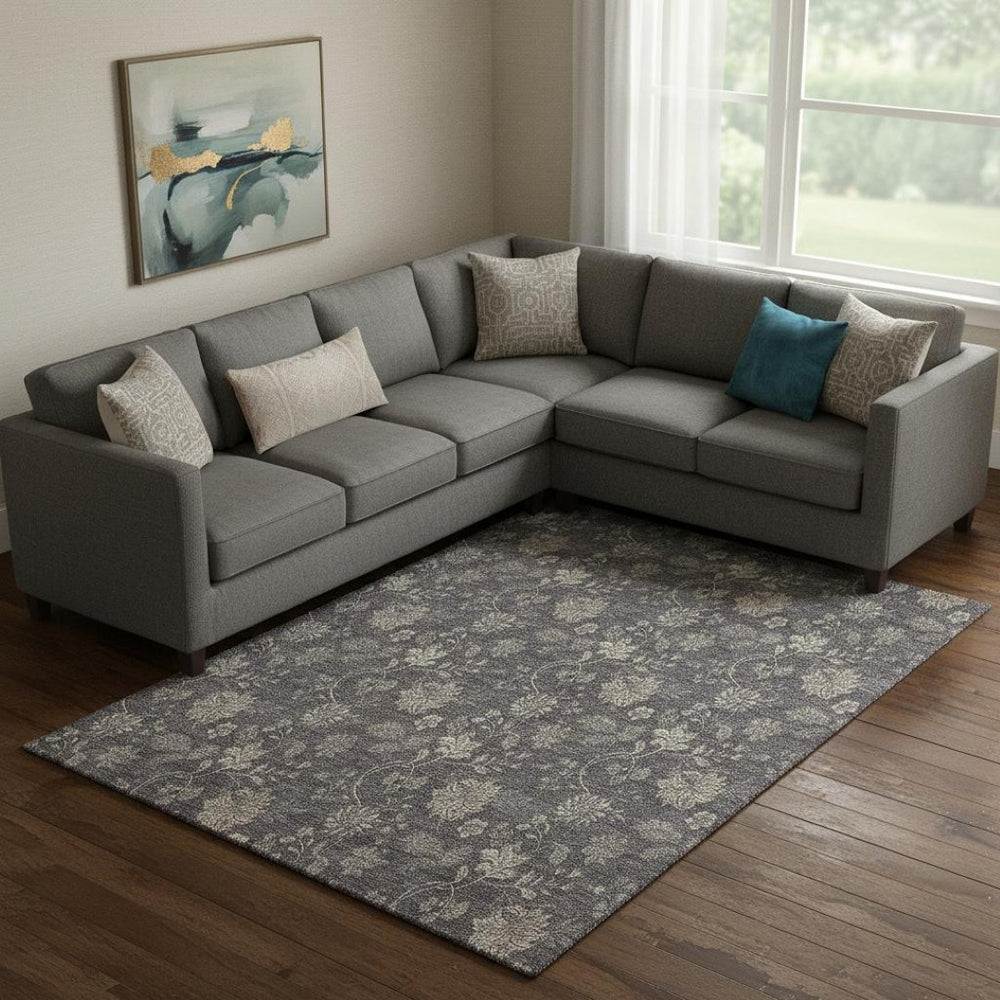 HomeRoots 8' X 10' Floral Area Rug in Taupe & Beige - Washable, UV Protected, Stain-Resistant for Busy Homes 655948