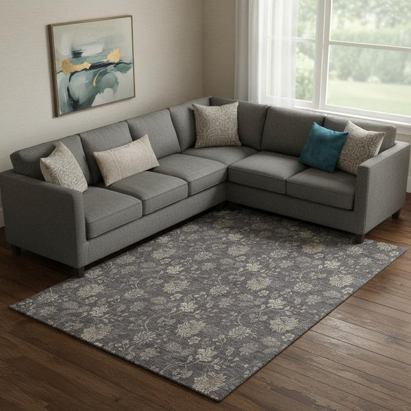 HomeRoots 8' X 10' Floral Area Rug in Taupe & Beige - Washable, UV Protected, Stain-Resistant for Busy Homes 655948