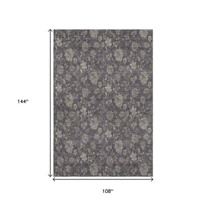 HomeRoots 9' X 12' Floral Area Rug in Taupe & Beige - Washable, UV Protected for High-Traffic Spaces & Style 655949