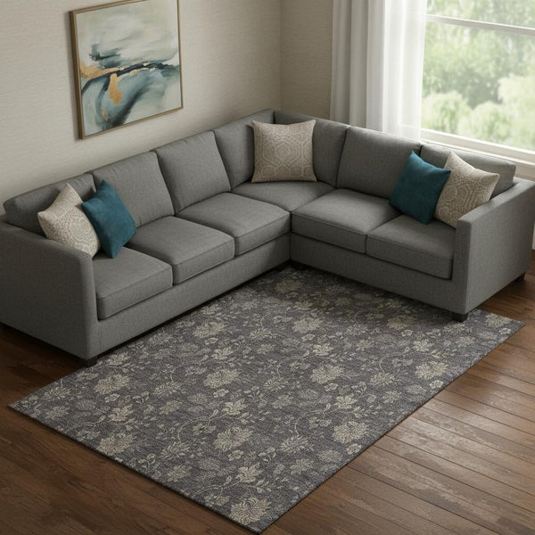 HomeRoots 9' X 12' Floral Area Rug in Taupe & Beige - Washable, UV Protected for High-Traffic Spaces & Style 655949