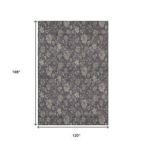 HomeRoots 10' X 14' Elegant Taupe & Beige Floral Area Rug - Washable, UV Protected, Perfect for Family Spaces! 655950
