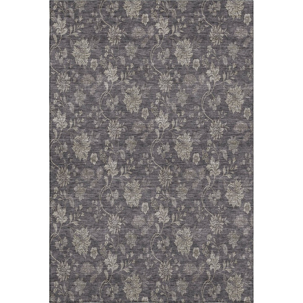 HomeRoots 10' X 14' Elegant Taupe & Beige Floral Area Rug - Washable, UV Protected, Perfect for Family Spaces! 655950
