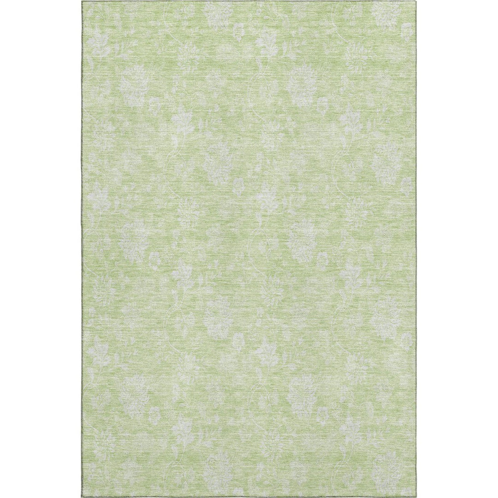 HomeRoots 5' X 8' Artichoke Green Floral Area Rug – Durable, Stain Resistant, UV Protected for Homes & Patios 655952