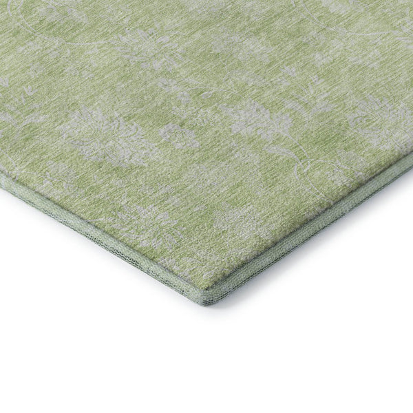 HomeRoots 5' X 8' Artichoke Green Floral Area Rug – Durable, Stain Resistant, UV Protected for Homes & Patios 655952
