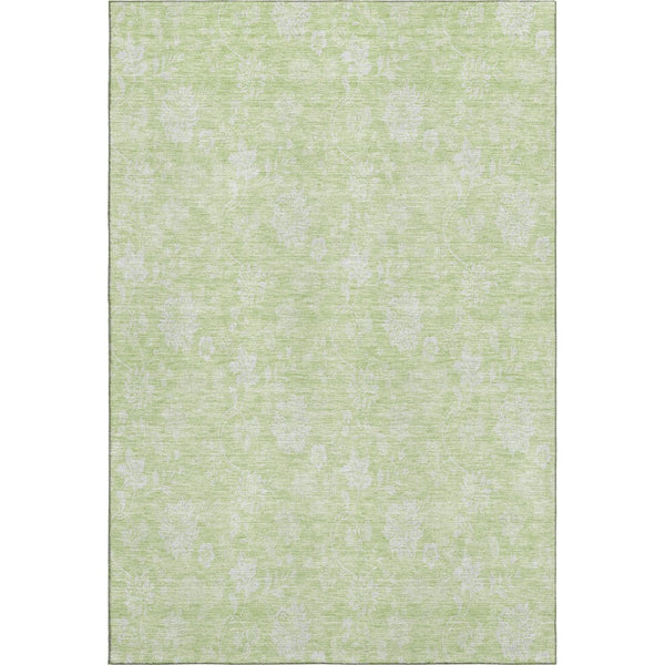 HomeRoots 9' X 12' Artichoke Green Ivory Floral Area Rug - Washable, UV-Resistant, Perfect for Family Homes 655955