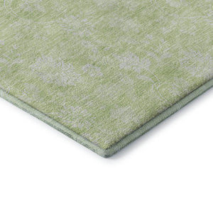 HomeRoots 9' X 12' Artichoke Green Ivory Floral Area Rug - Washable, UV-Resistant, Perfect for Family Homes 655955