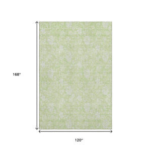 HomeRoots 10' X 14' Artichoke Green Floral Area Rug - Washable, UV-Protected & Stain-Resistant Design for Homes 655956