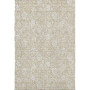 HomeRoots 8' X 10' Beige Floral Washable Area Rug with UV Protection - Perfect for Families, Kids & Pets! 655966