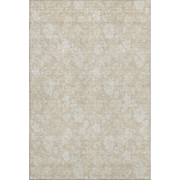 HomeRoots 8' X 10' Beige Floral Washable Area Rug with UV Protection - Perfect for Families, Kids & Pets! 655966