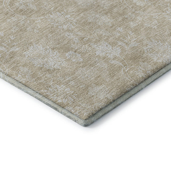 HomeRoots 8' X 10' Beige Floral Washable Area Rug with UV Protection - Perfect for Families, Kids & Pets! 655966