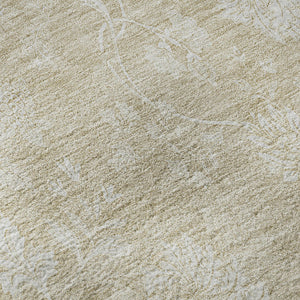 HomeRoots 9' X 12' Durable Beige and Ivory Floral Area Rug with UV Protection, Stain Resistance & Washable Care 655967