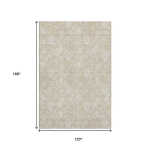HomeRoots 10' X 14' Beige Floral Area Rug - Washable, UV Protected, Durable Design for Family-Friendly Homes 655968