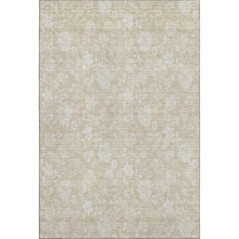 HomeRoots 10' X 14' Beige Floral Area Rug - Washable, UV Protected, Durable Design for Family-Friendly Homes 655968