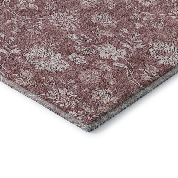 HomeRoots 8' Blush and Ivory Floral Washable Round Rug - UV Protected, Stain Resistant, Durable Design for Homes 655971