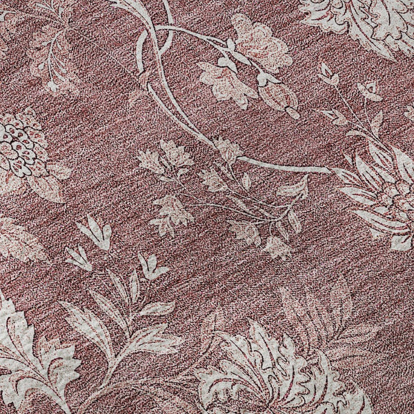 HomeRoots 8' Blush and Ivory Floral Washable Round Rug - UV Protected, Stain Resistant, Durable Design for Homes 655971