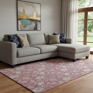 HomeRoots 9' X 12' Blush Floral Area Rug - Washable, Stain Resistant, UV Protected for High-Traffic Spaces 655973