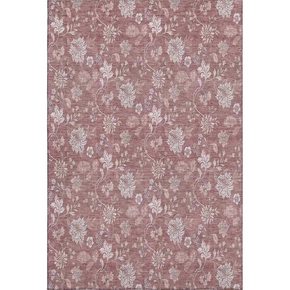 HomeRoots 9' X 12' Blush Floral Area Rug - Washable, Stain Resistant, UV Protected for High-Traffic Spaces 655973