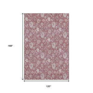 HomeRoots 10' X 14' Blush & Ivory Floral Washable Area Rug - UV Protected, Stylish & Durable for Family Spaces 655974