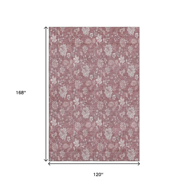 HomeRoots 10' X 14' Blush & Ivory Floral Washable Area Rug - UV Protected, Stylish & Durable for Family Spaces 655974