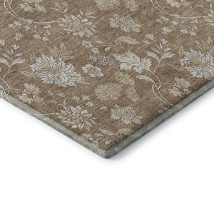 HomeRoots 5' X 8' Copper and Beige Floral Area Rug - Washable, Stain Resistant, UV Protected for Durability 655976