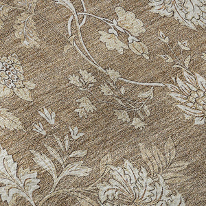 HomeRoots 8' Copper and Beige Floral Washable Round Rug - Durable, Stylish, UV-Protected for Homes with Kids & Pets 655977