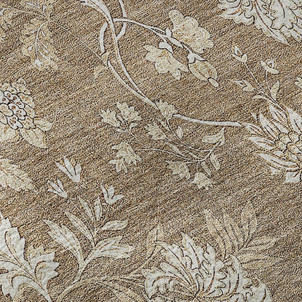 HomeRoots 8' Copper and Beige Floral Washable Round Rug - Durable, Stylish, UV-Protected for Homes with Kids & Pets 655977
