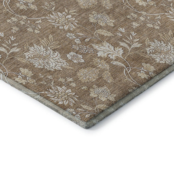 HomeRoots 8' X 10' Copper and Beige Floral Washable Area Rug - Durable, Stain Resistant, UV Protected Design 655978