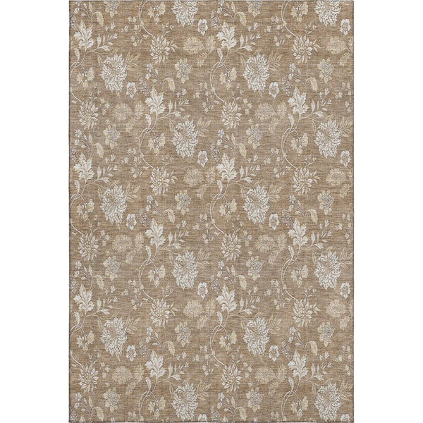HomeRoots 9' X 12' Timeless Copper and Beige Floral Area Rug - Washable, Stain-Resistant, UV Protected Elegance 655979