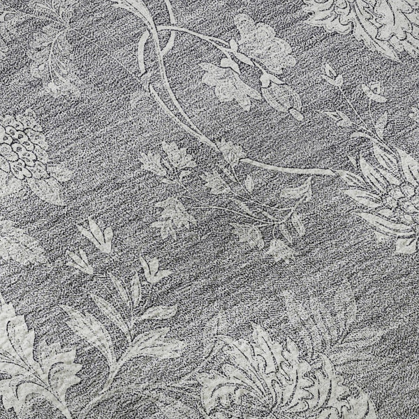 HomeRoots 8' Gray and Ivory Floral Washable Round Rug - Durable, Stain-Resistant with UV Protection for Homes 655983