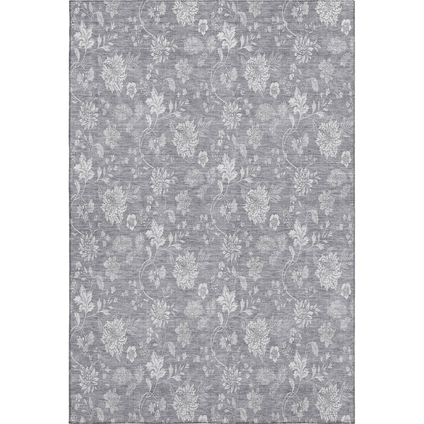 HomeRoots 10' Gray and Ivory Floral Washable Area Rug - UV Protected, Durable, Stylish for Modern Living Spaces 655986